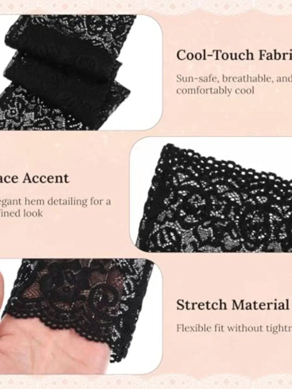 Lace Arm Sleeves for Women Fingerless Gloves Elbow Length Cover